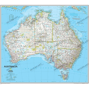 National Geographic Carte de continent Australie, politiquement